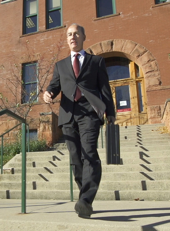 Mark Dancer on courthouse steps