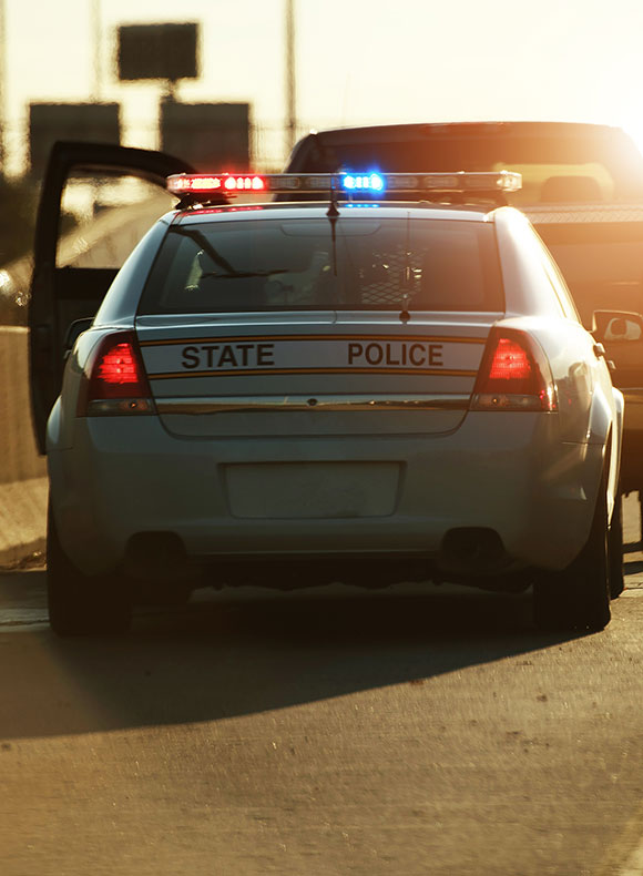 Police pulling over vehicle