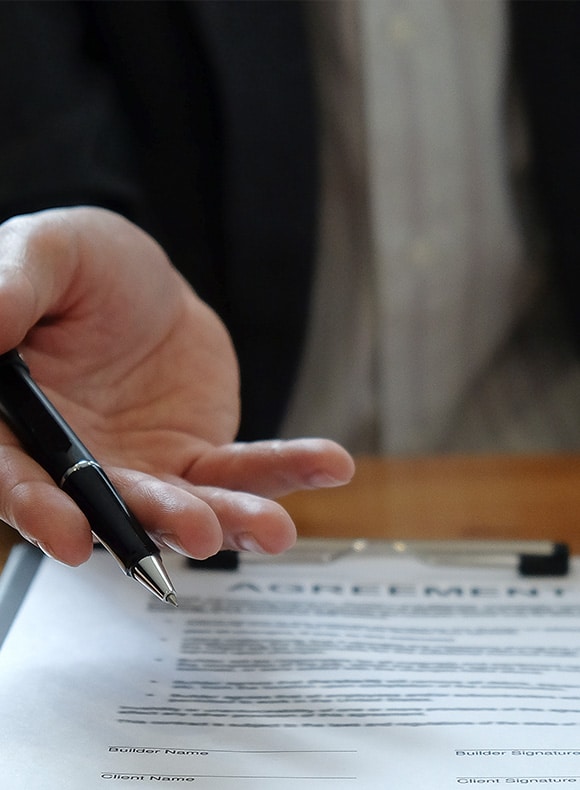 Attorney presenting agreement to sign