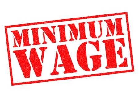 The term Minimum Wage styled as a red stamp in a rectangular box.