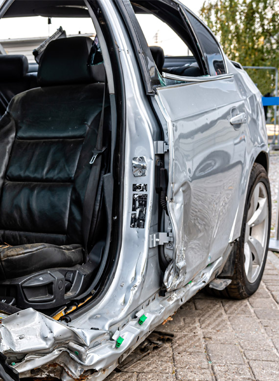 Damaged Vehicle Closeup After Car Accident